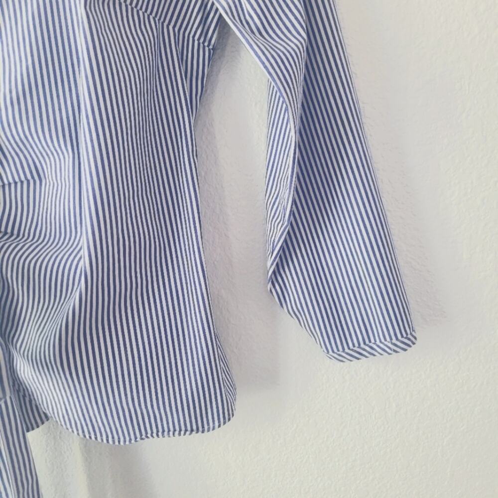 J. Crew Blue and White Striped Cotton Wrap Top Size XS | Old Money | Classic - - Picture 4 of 8